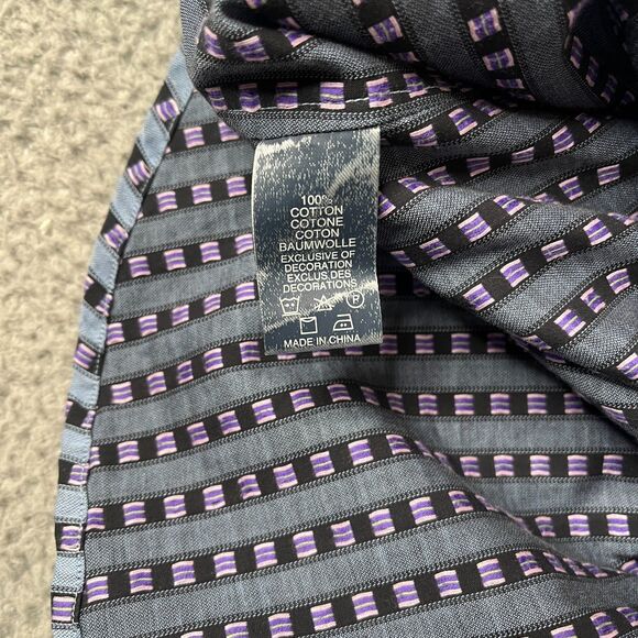 Robert Graham Shirt Mens 3XL Purple Blue Pink Long Sleeve Flip Cuff Button - Picture 12 of 13